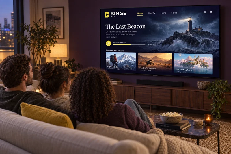 Three friends on a sofa watching a show together on a television.